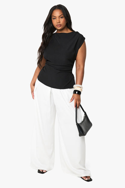 Plus Cowl Front Asymetric Top
