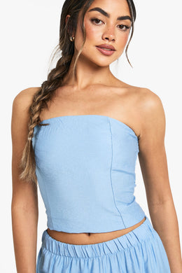 Linen Look Seam Detail Bandeau Top