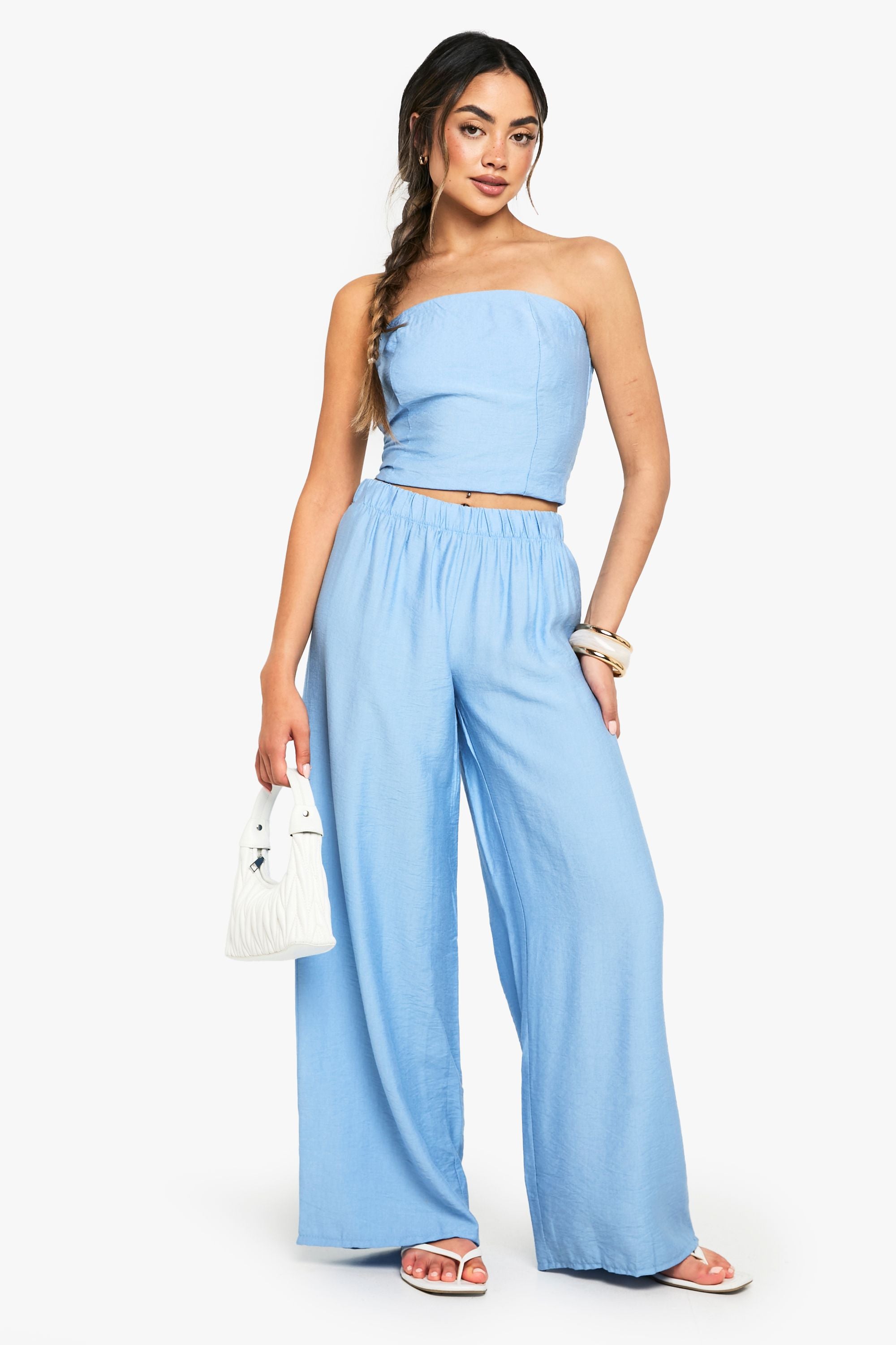 Linen Look Seam Detail Bandeau Top