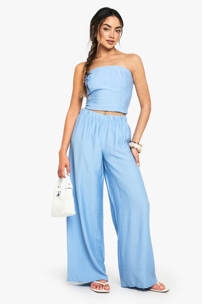 Linen Look Seam Detail Bandeau Top