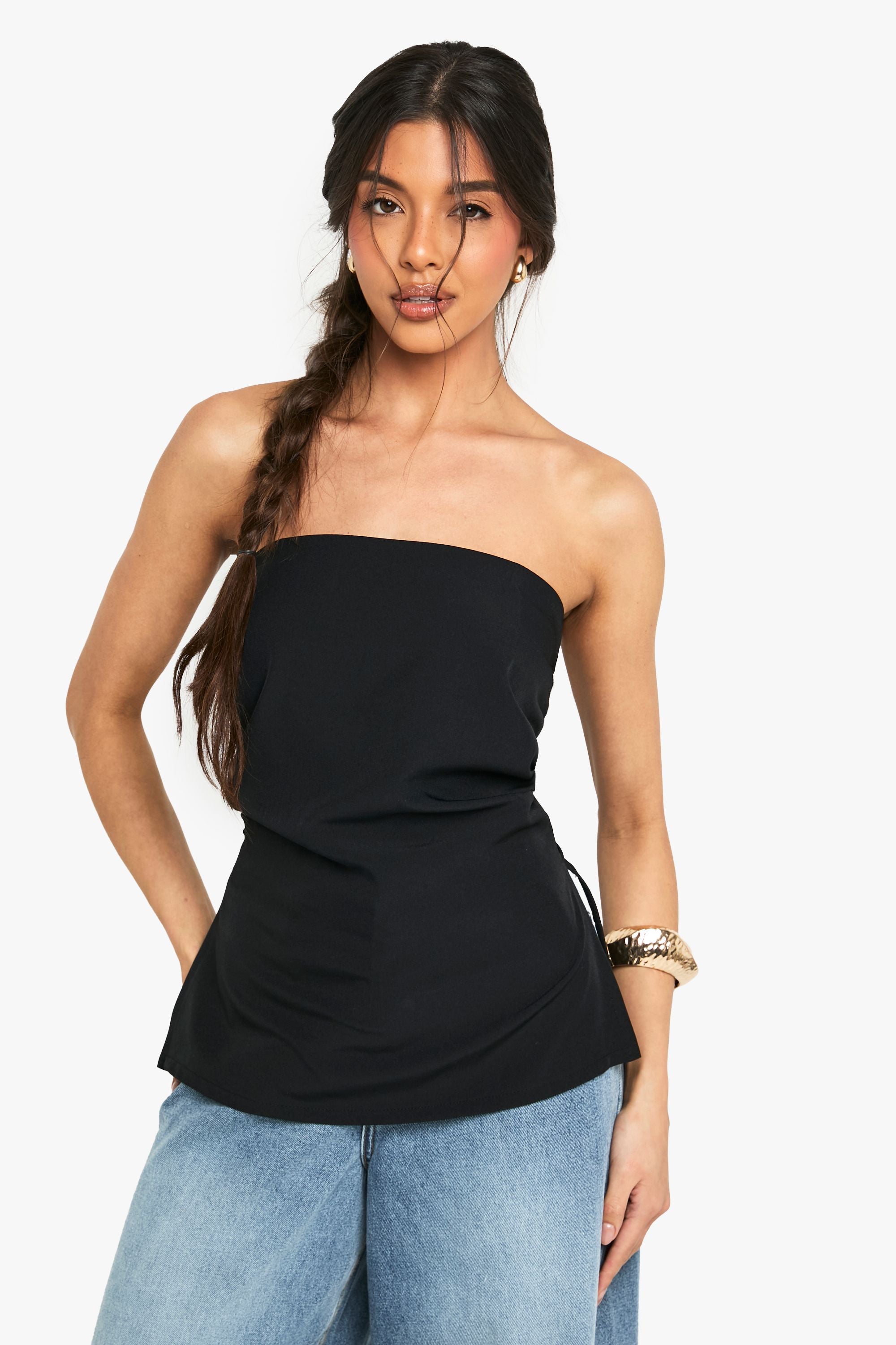 Woven Bandeau Side split top