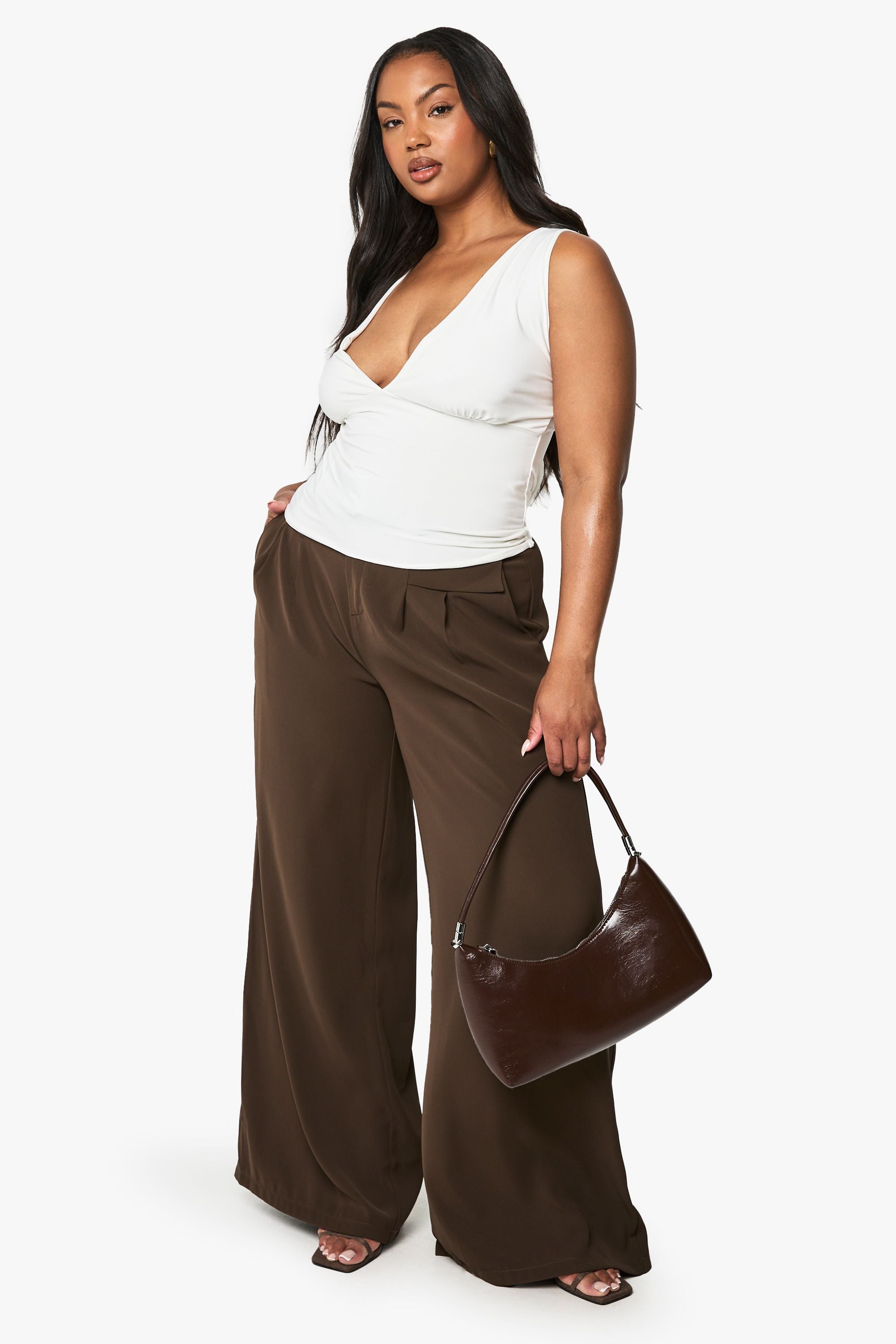 Plus Double Layer Slinky Plunge Top