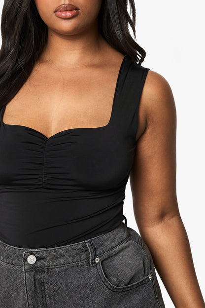 Plus Double Layer Ruched Front Bodysuit