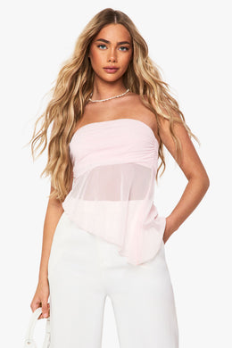 Mesh Bandeau Asym Hem Top