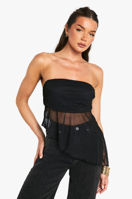 Mesh Bandeau Asym Hem Top