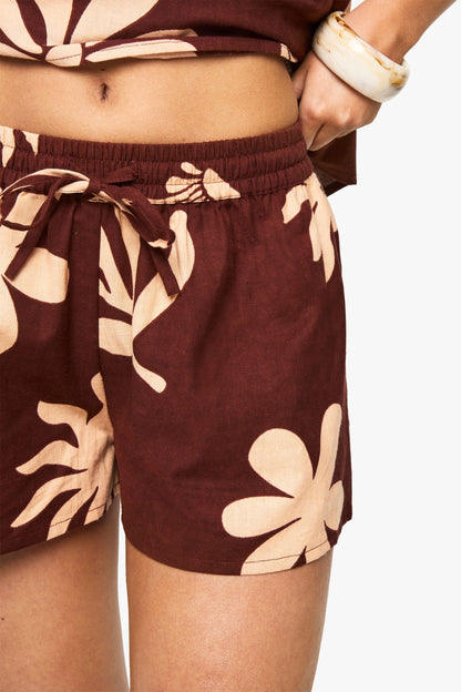 Shell Print Linen Shorts