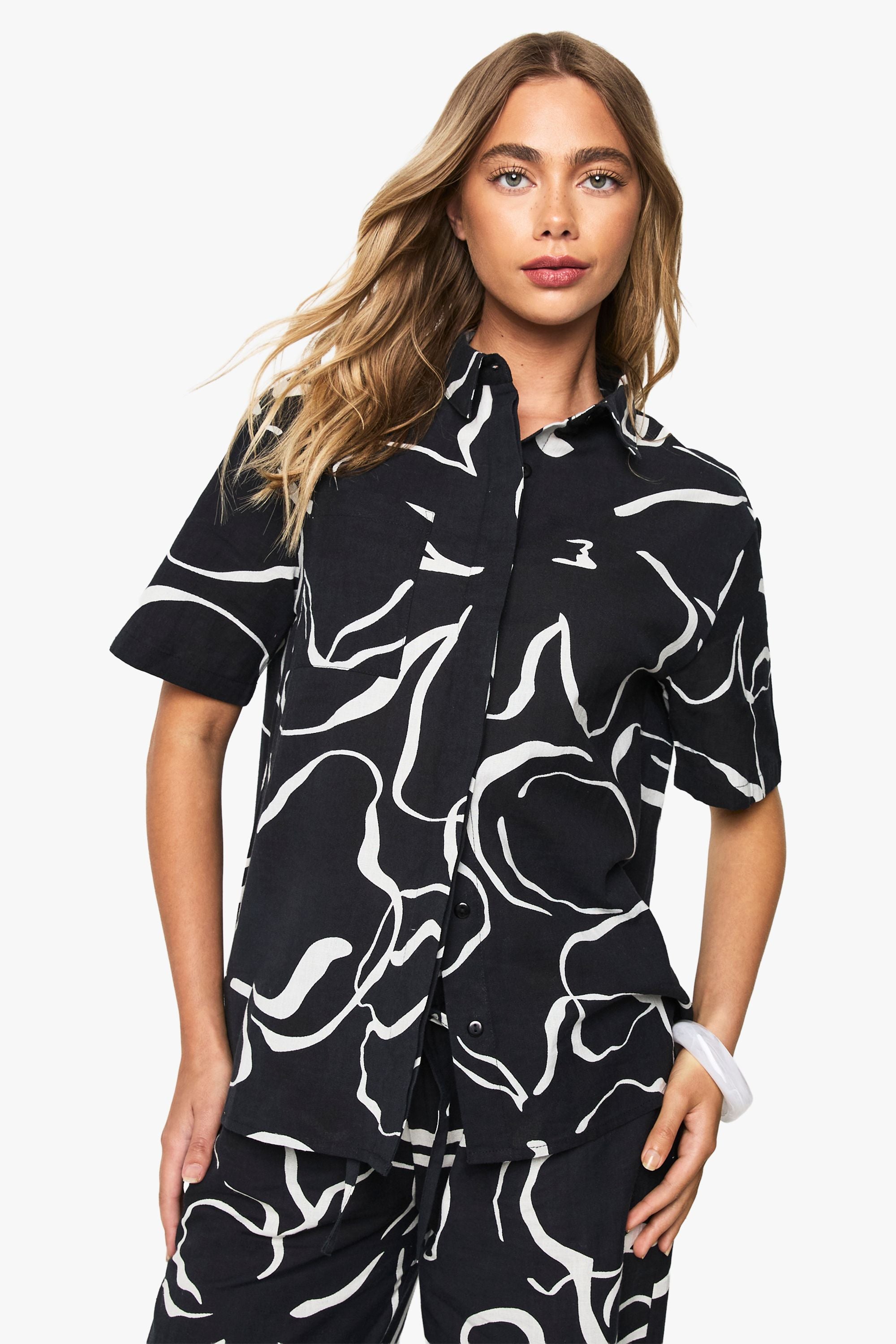 Abstract Floral Textured Shirt