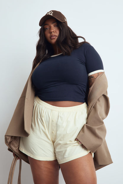 Plus Cotton Poplin Button Down Short