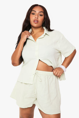 Plus Cheesecloth Flippy Shorts