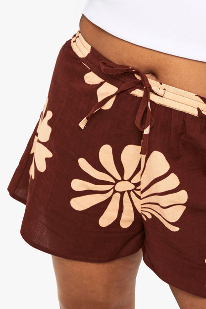 Plus Shell Print Linen Shorts