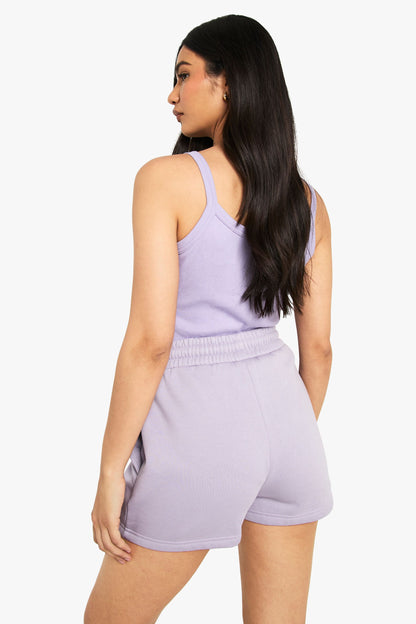 High Waist Sweatshort With Internal Drawcord