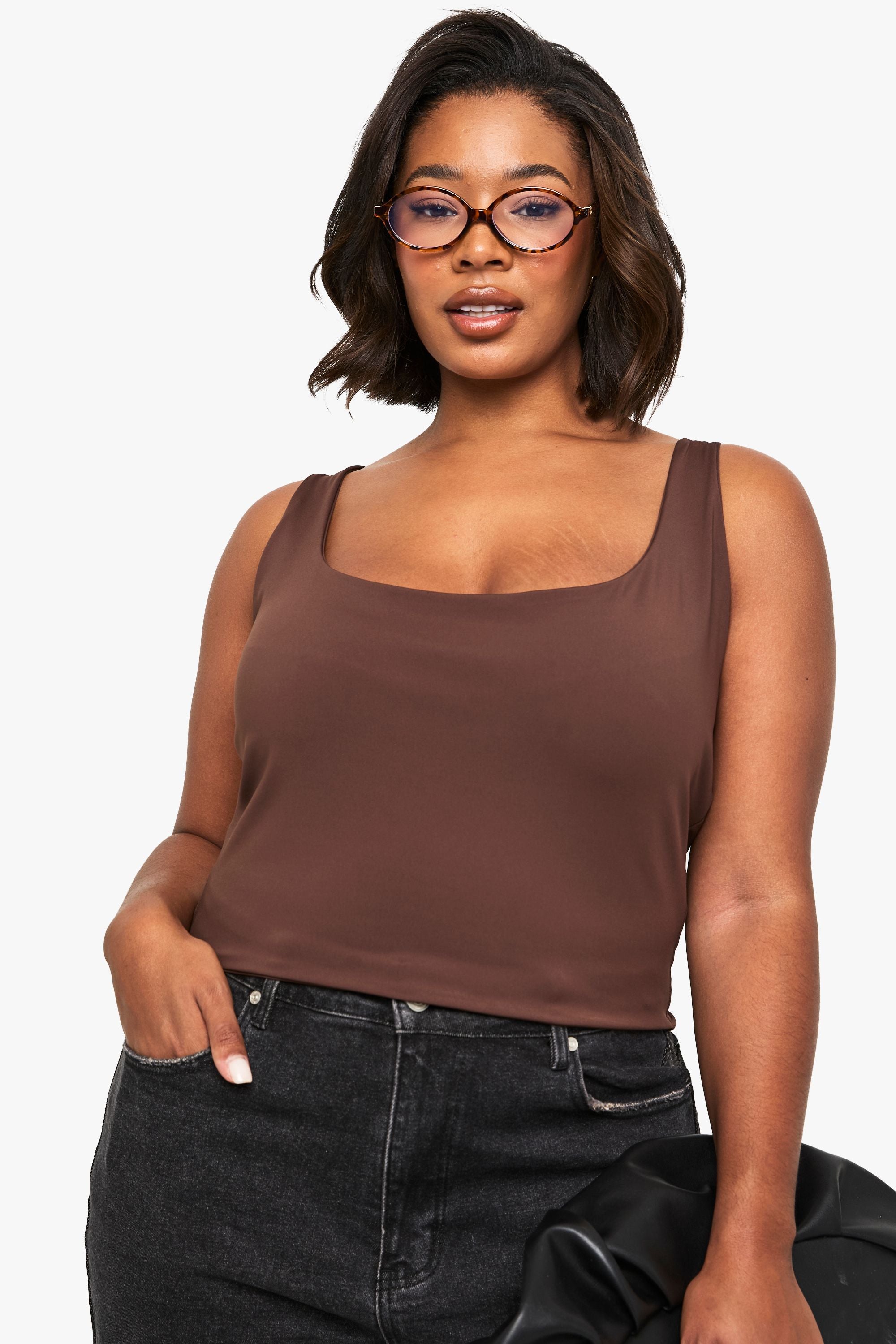 Plus sculpt scoop neck tank top