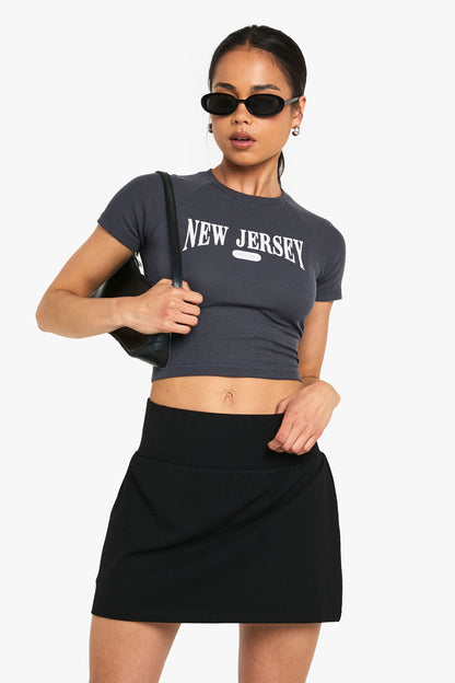 Cotton Deep Waistband Mini Skirt