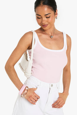 Rib Contrast Binding Strappy Vest Top