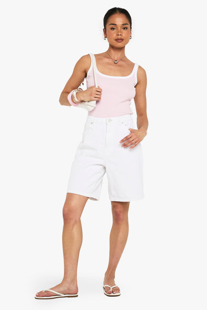 Rib Contrast Binding Strappy Vest Top