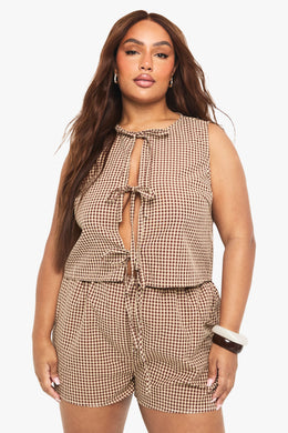 Plus Tie Front Top