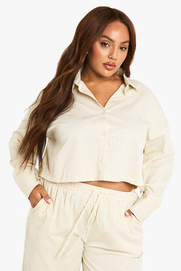 Plus Boxy Cropped Stripe Shirt