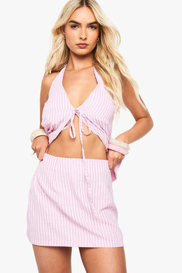 Textured Stripe Mini Skirt
