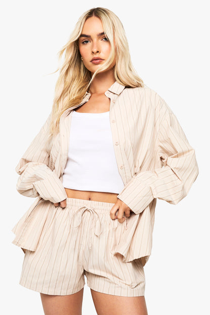 Stripe Drawstring Waist Shorts