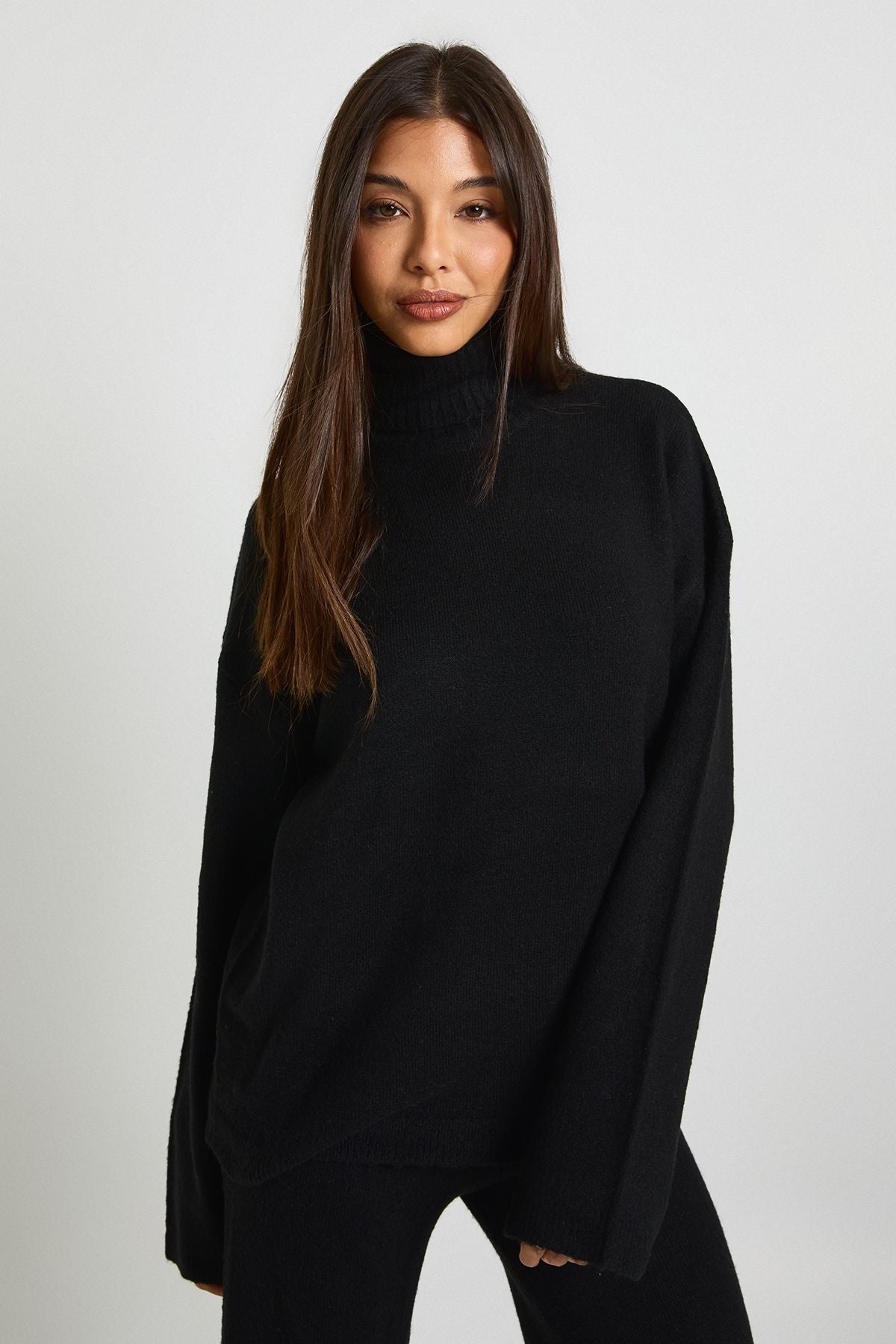 Super Soft Roll Neck Oversized Jumper and Wide Leg Trouser Co-Ord