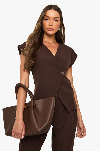 Gold Button Wrap Top