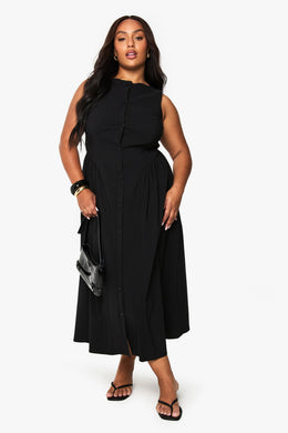 Plus button down midaxi skater dress