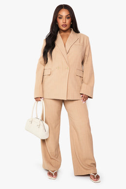 Plus Tailored Pin Stripe Elasticated Wide Leg Trouser