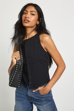 Peached Sculpt Popper Through Sleeveless Top