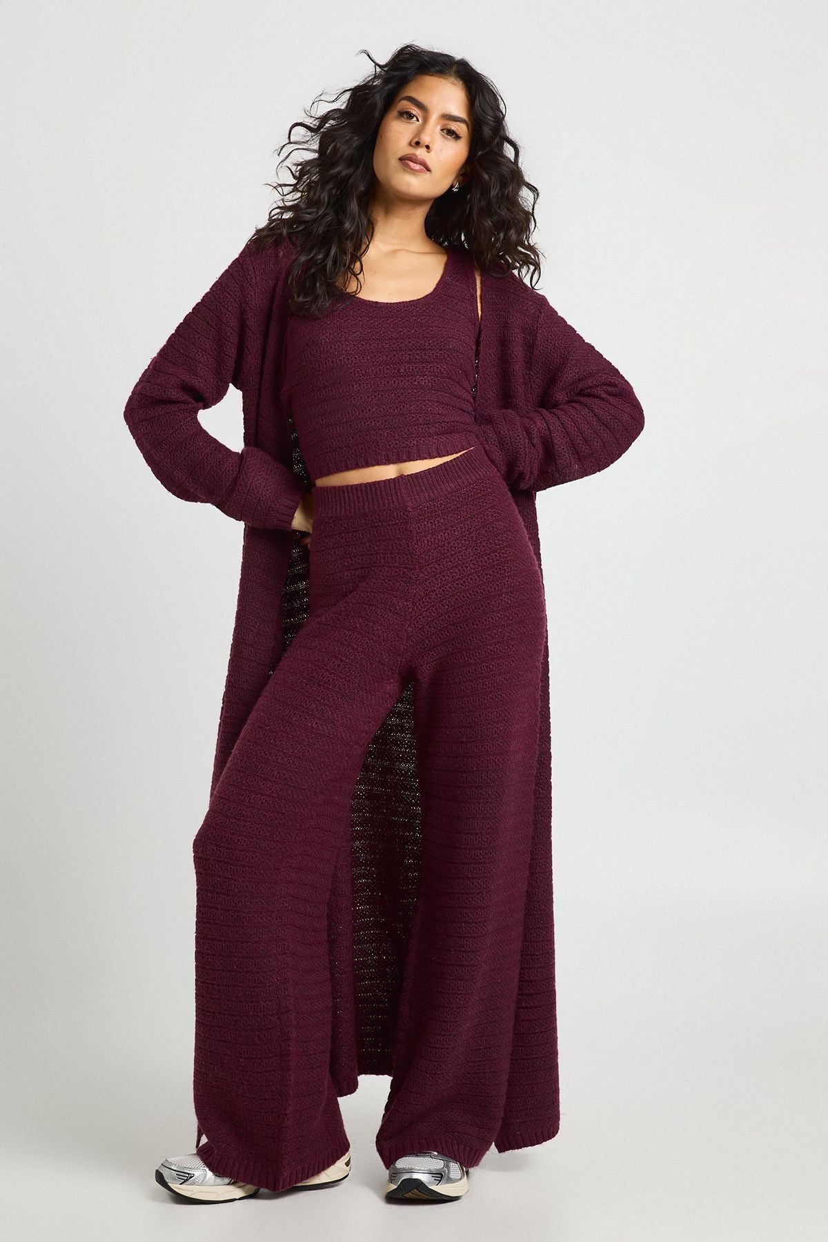 Textured Knit Crew Neck Knitted Top