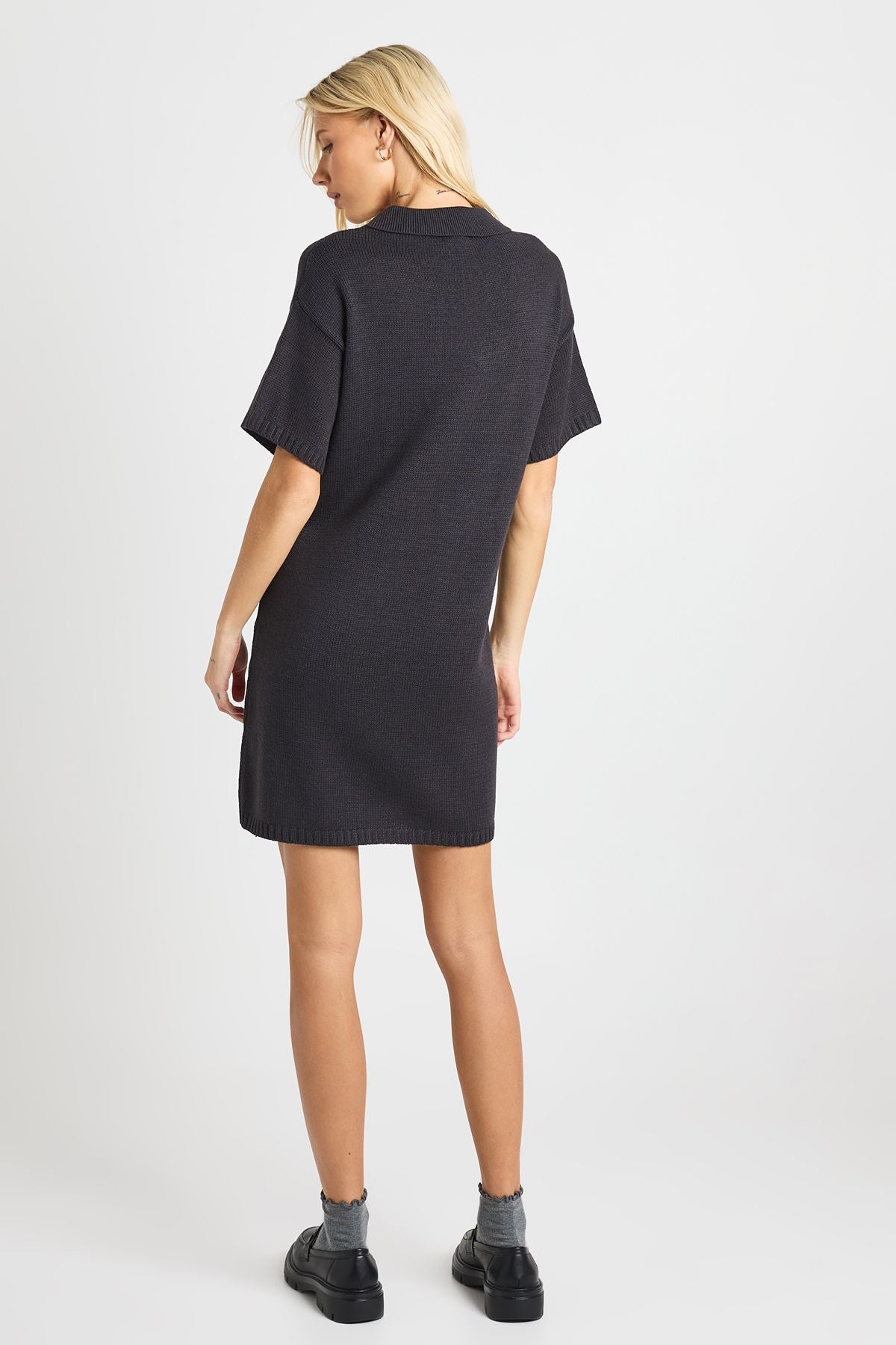 Collared Button Down Oversized Knitted Dress