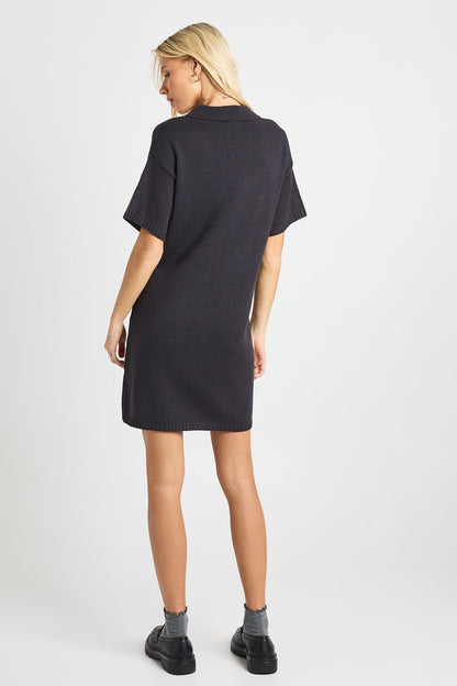 Collared Button Down Oversized Knitted Dress