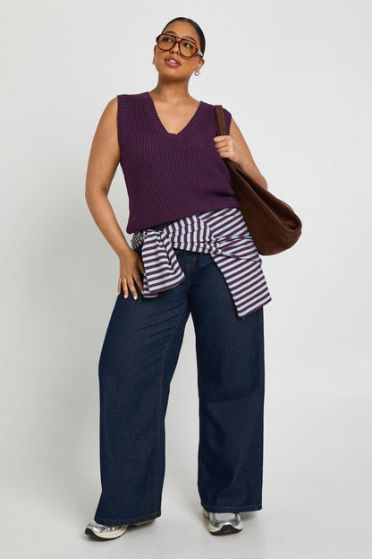 Plus V Neck Knit Top