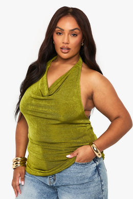 plus double layer textured slinky top