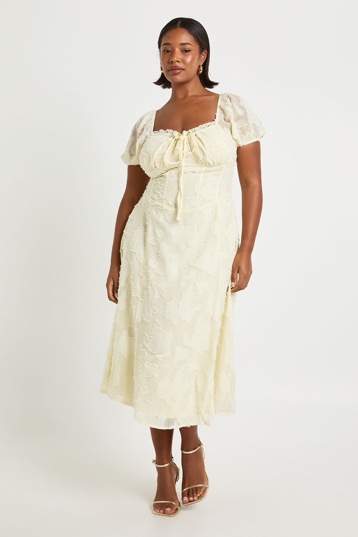 Plus Burnout Milkmaid Midi Dress