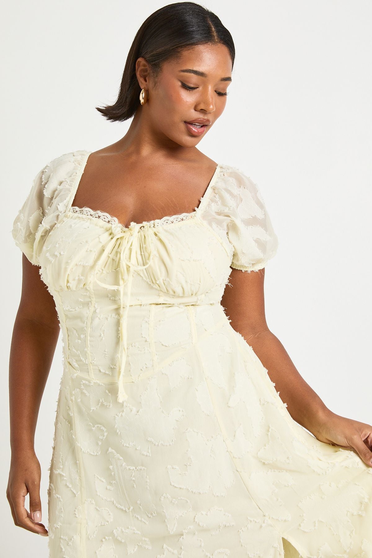 Plus Burnout Milkmaid Midi Dress