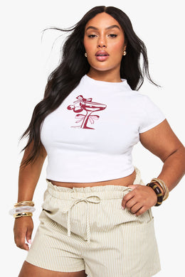 Plus Cocktail Bow Fitted T-Shirt