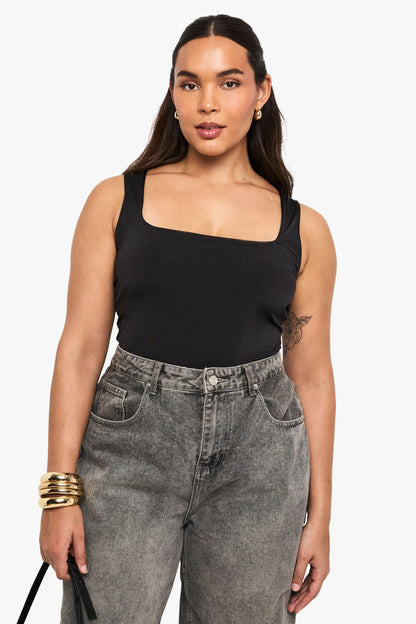 Plus Double Layer Slinky Square Neck Vest