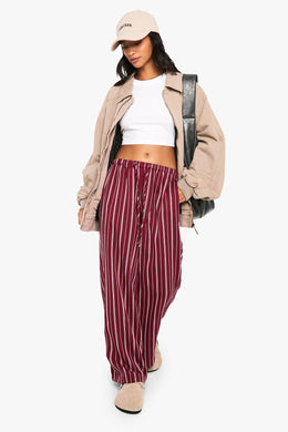 Petite Pinstripe Wide Leg Drawcord Waist Trousers