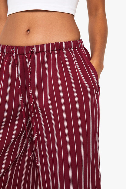 Petite Pinstripe Wide Leg Drawcord Waist Trousers