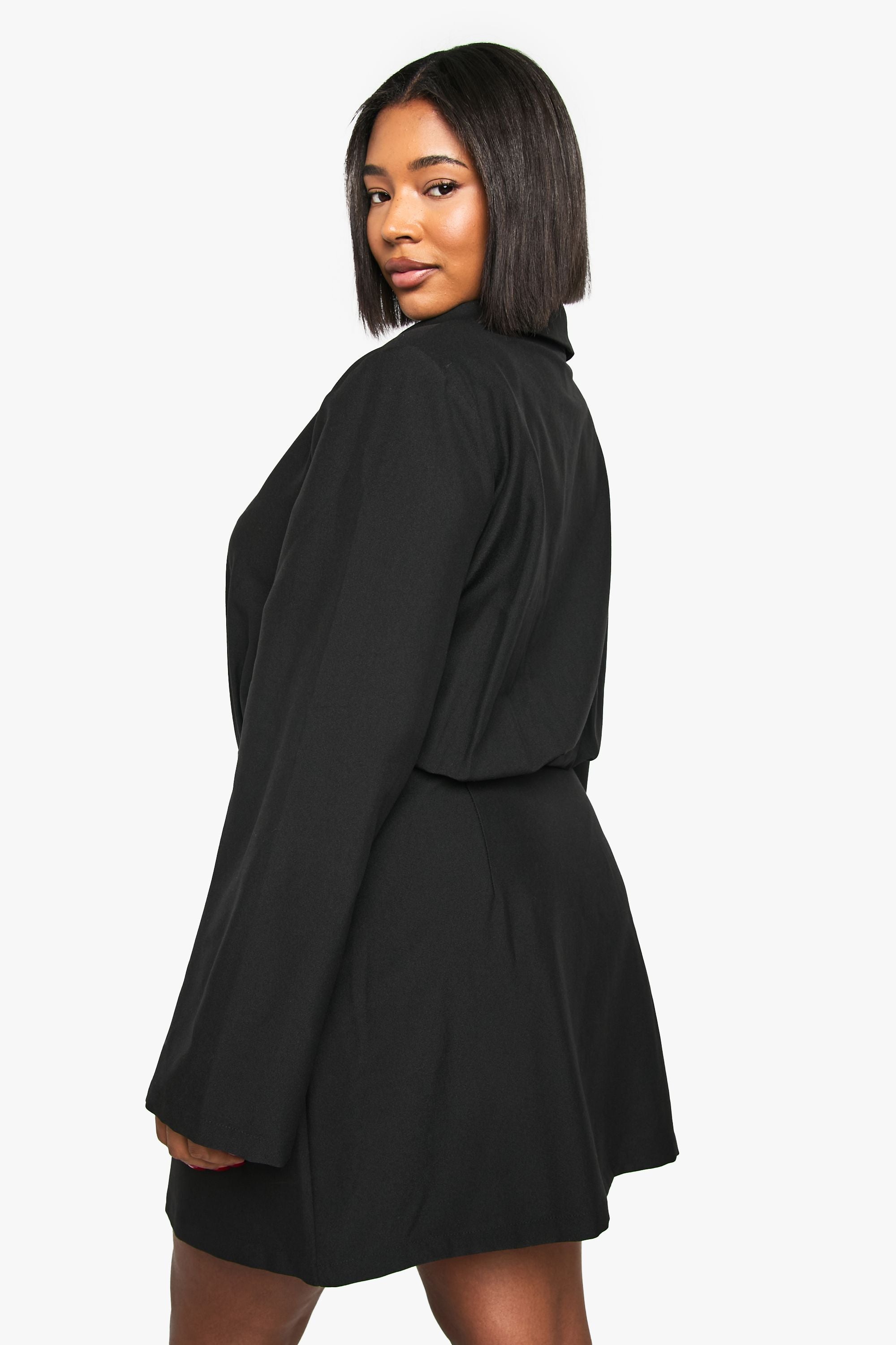Plus Gold Button Shift Shirt Dress