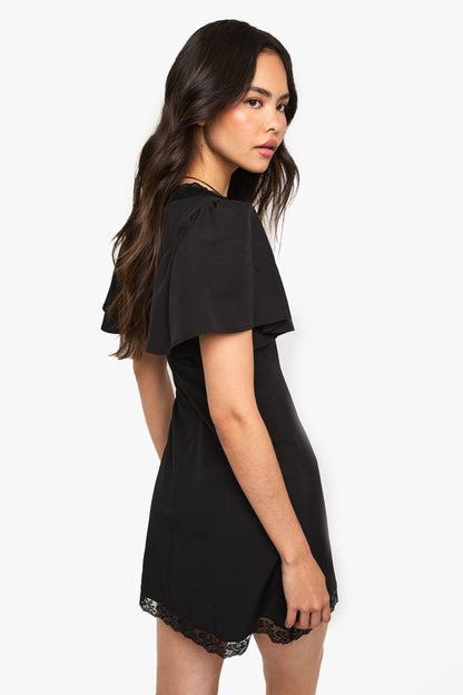 Lace Trim Mini Dress