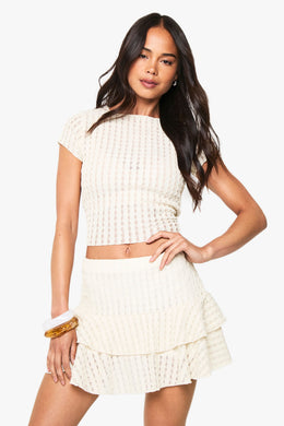 Textured Ruffle Mini Skirt