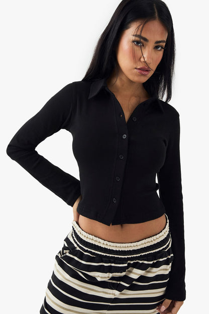 DSGN Studio Button Through Collared Fitted Top