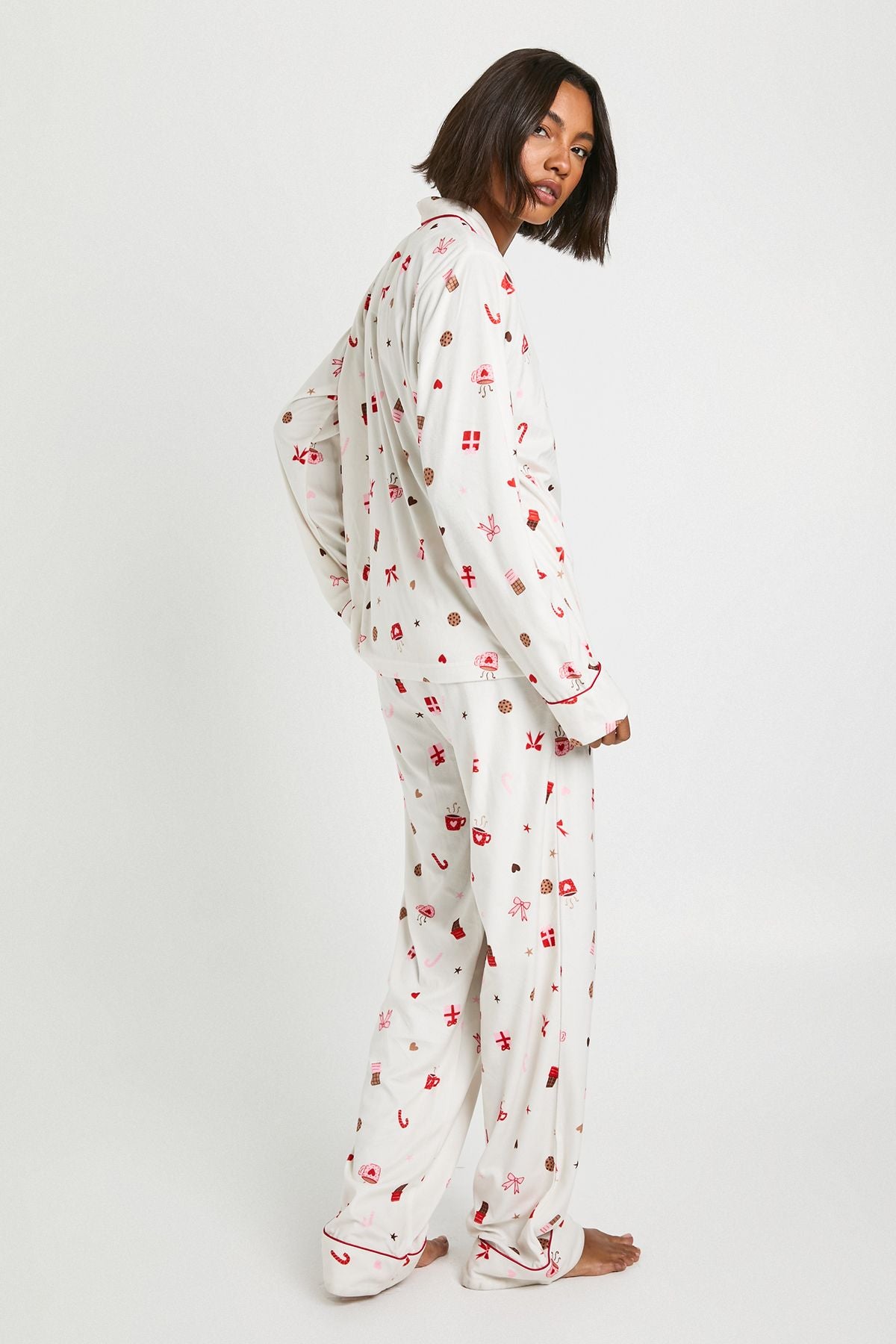 Tall Christmas Sweet Print Baby Fleece Long Sleeve Shirt & Trousers Pyjama Set