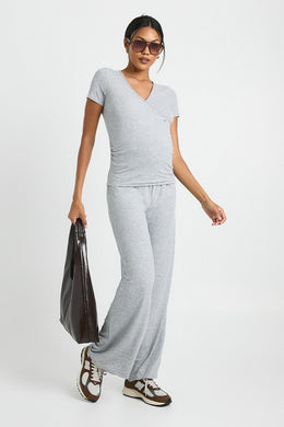 Maternity Soft Rib Wrap Top & Trouser Lounge Set