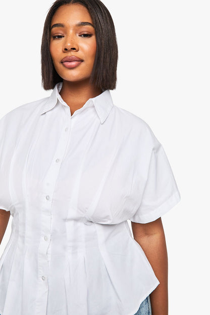 Plus Pleated Peplum Shirt