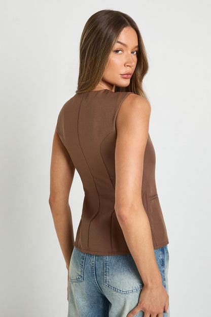 Button Trim Detail Tailored Waistcoat