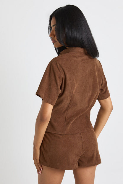 Cord Short Sleeve Fitted Shirt