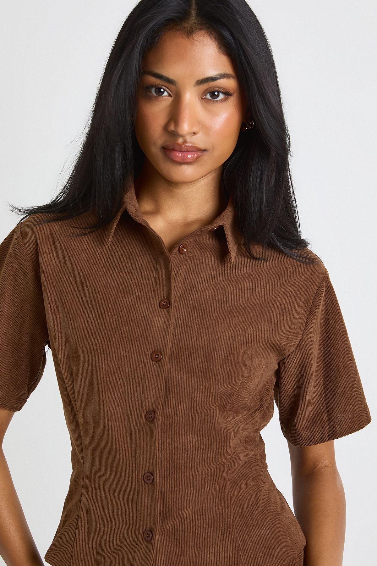 Cord Short Sleeve Fitted Shirt
