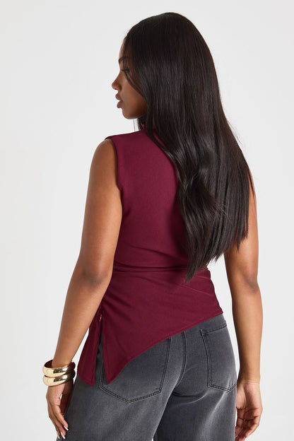 Marl Ruched Asymmetric Top